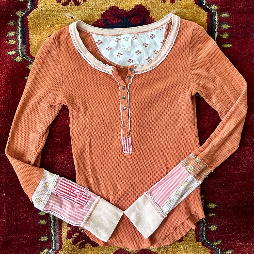 Free People / We the Free Railroad Henley Medium in rust/terra cotta color way